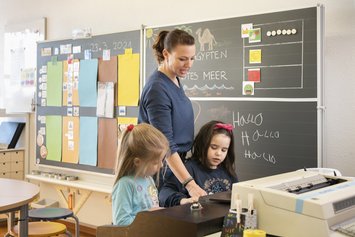 Heilpädagogische Schule - Klassenzimmmer mit Kindern und Lehrerin